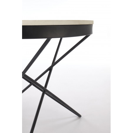 Stolik okrągły Leila 60cm biały marmur / czarny Halmar