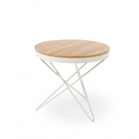 Stolik okrągły Leila 60cm naturalny / biały Halmar