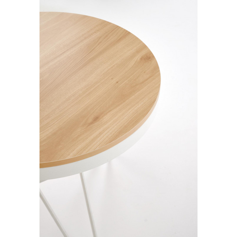 Stolik okrągły Leila 60cm naturalny / biały Halmar