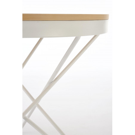 Stolik okrągły Leila 60cm naturalny / biały Halmar