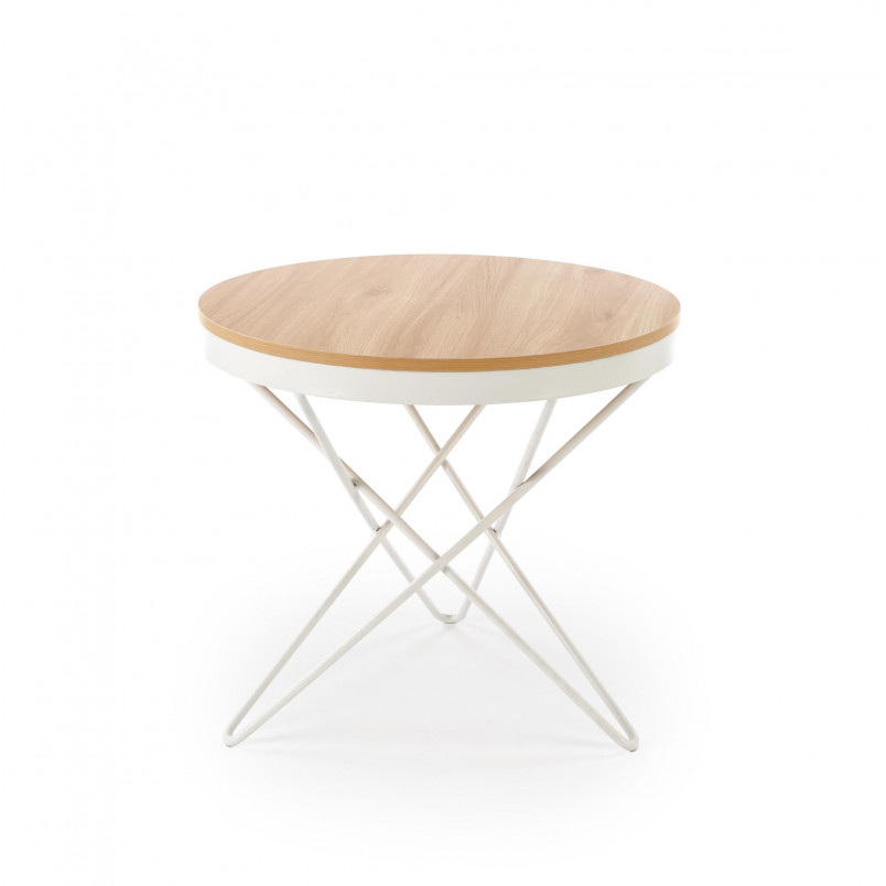 Stolik okrągły Leila 60cm naturalny / biały Halmar