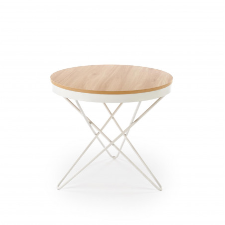Stolik okrągły Leila 60cm naturalny / biały Halmar
