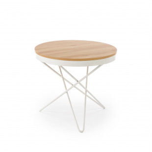 Stolik okrągły Leila 60cm naturalny / biały Halmar