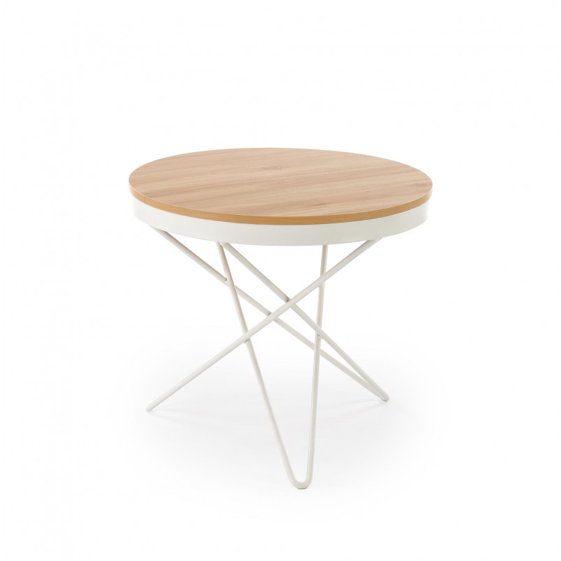 Stolik okrągły Leila 60cm naturalny / biały Halmar