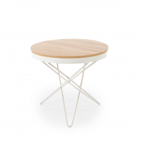 Stolik okrągły Leila 60cm naturalny / biały Halmar