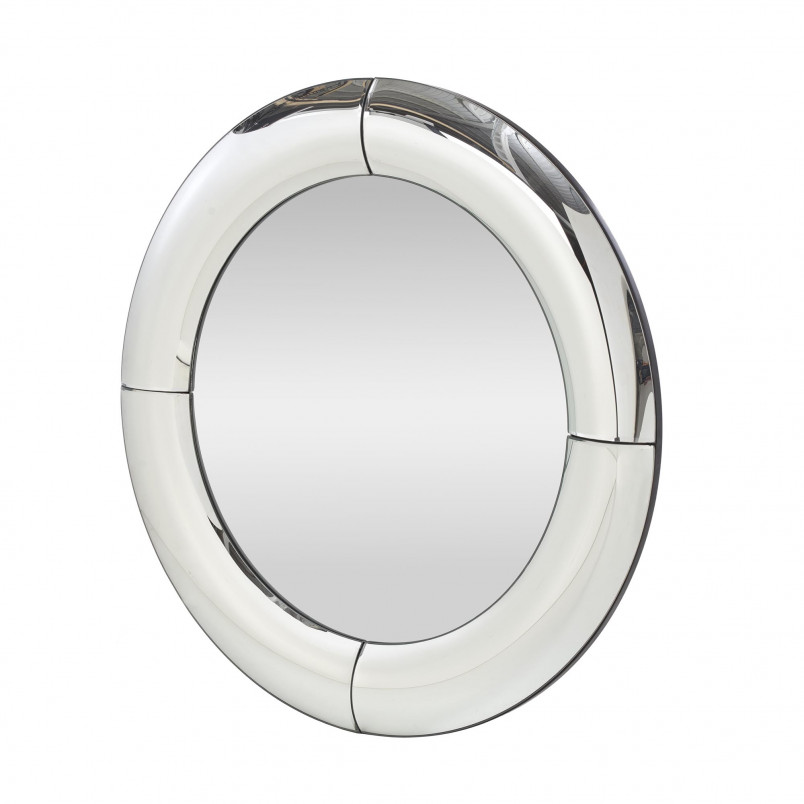 Lustro okrągłe glamour Moon 80cm srebrna rama Halmar
