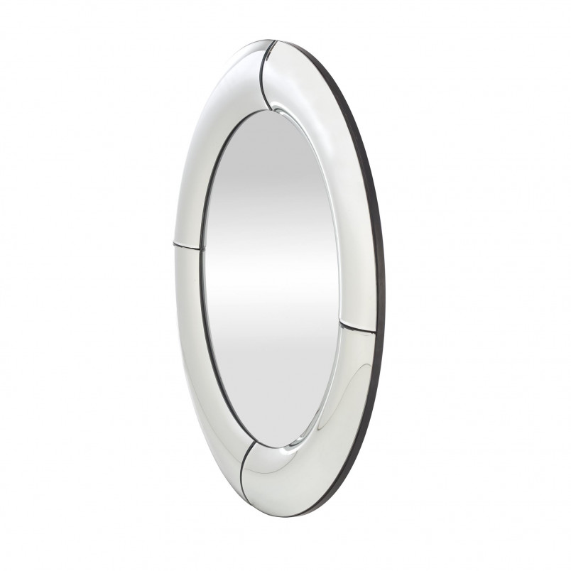 Lustro okrągłe glamour Moon 80cm srebrna rama Halmar