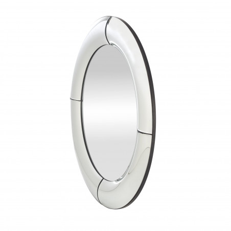 Lustro okrągłe glamour Moon 80cm srebrna rama Halmar