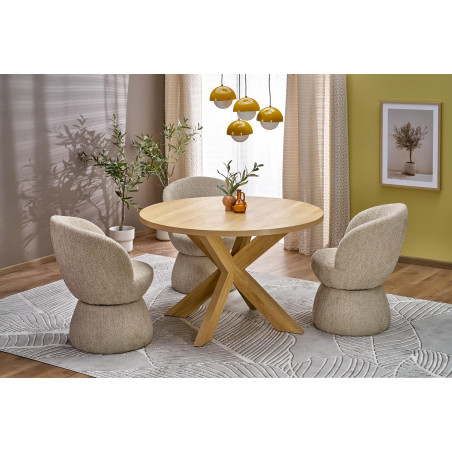 Stół okrągły 4-osobowy Morus 120cm odcienie drewna naturalnego Halmar