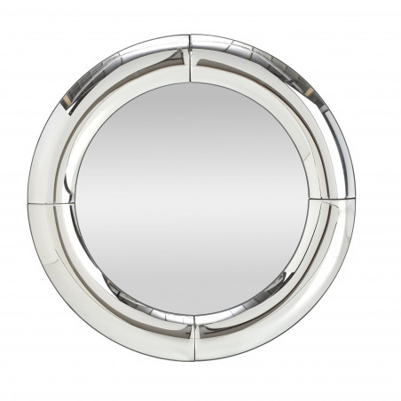 Lustro okrągłe glamour Moon 80cm srebrna rama Halmar