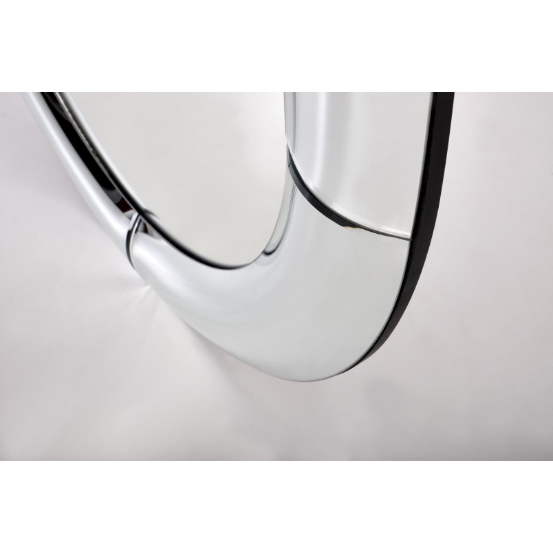 Lustro okrągłe glamour Moon 80cm srebrna rama Halmar