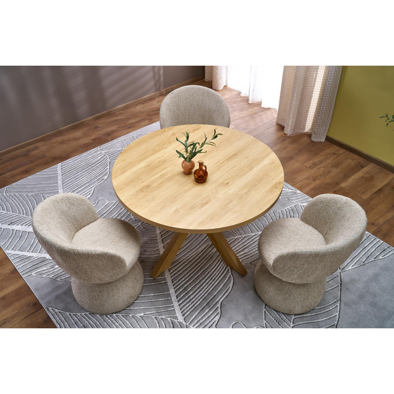 Stół okrągły 4-osobowy Morus 120cm odcienie drewna naturalnego Halmar