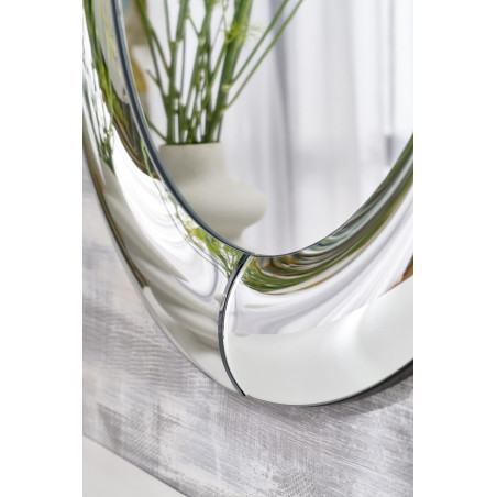 Lustro okrągłe glamour Moon 80cm srebrna rama Halmar