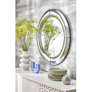 Lustro okrągłe glamour Moon 80cm srebrna rama Halmar