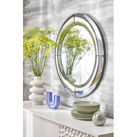 Lustro okrągłe glamour Moon 80cm srebrna rama Halmar