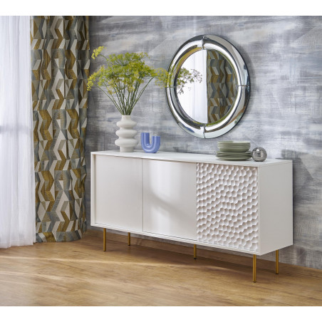 Lustro okrągłe glamour Moon 80cm srebrna rama Halmar