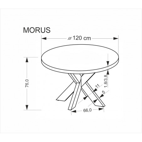 Stół okrągły 4-osobowy Morus 120cm odcienie drewna naturalnego Halmar