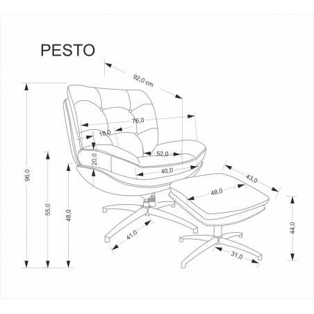 Fotel z podnóżkiem i funkcją kołyski Pesto popielaty Halmar