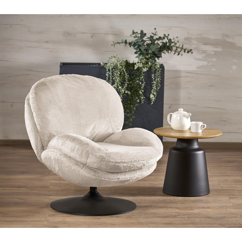 Fotel tapicerowany obrotowy Shell kremowy Halmar