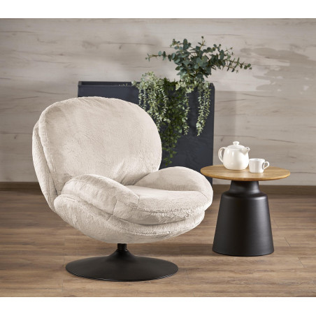 Fotel tapicerowany obrotowy Shell kremowy Halmar
