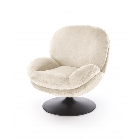 Fotel tapicerowany obrotowy Shell kremowy Halmar