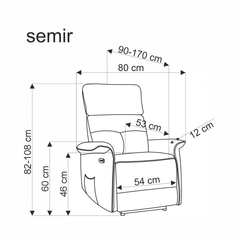 Fotel rozkładany z masażem i usb Semir II Velvet popielaty Halmar