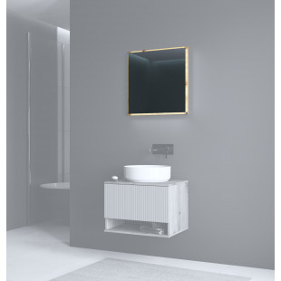 Lustro łazienkowe z podświetleniem LED Aviola 60x60cm dąb artisan Halmar