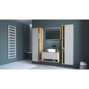 Lustro łazienkowe z podświetleniem LED Aviola 80x60cm dąb artisan Halmar