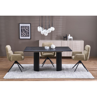 Stół rozkładany na lamelowej podstawie Bolero 160-250x90cm dąb czarny Halmar