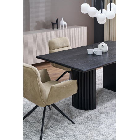 Stół rozkładany na lamelowej podstawie Bolero 160-250x90cm dąb czarny Halmar