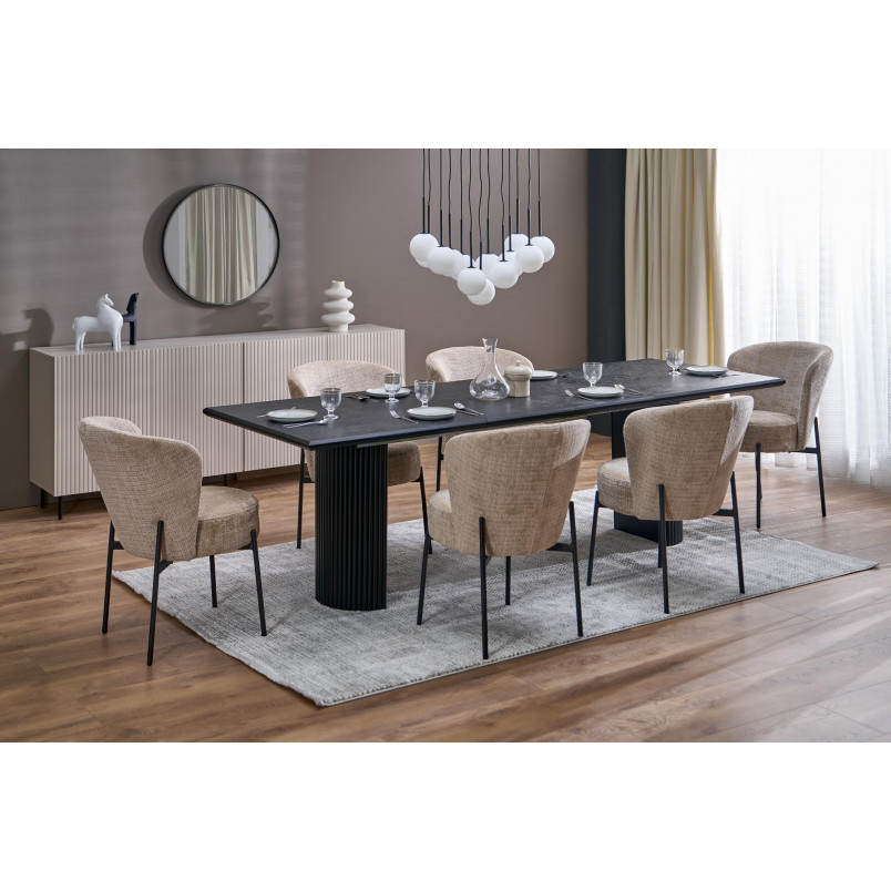 Stół rozkładany na lamelowej podstawie Bolero 160-250x90cm dąb czarny Halmar