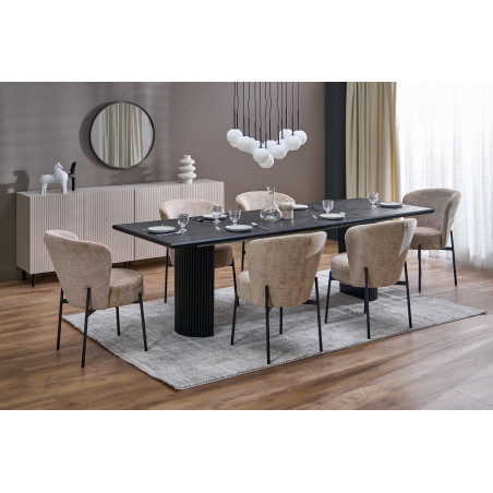 Stół rozkładany na lamelowej podstawie Bolero 160-250x90cm dąb czarny Halmar