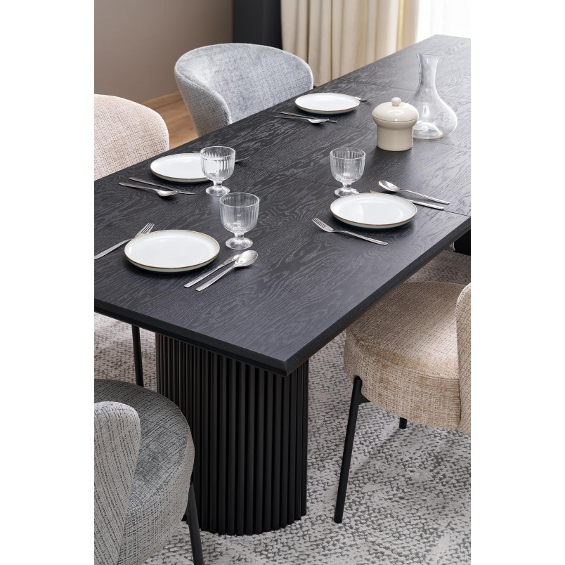 Stół rozkładany na lamelowej podstawie Bolero 160-250x90cm dąb czarny Halmar
