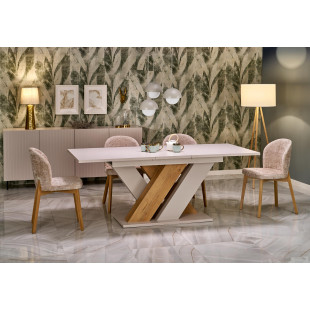 Stół rozkładany na jednej nodze Brandon 160-200x90cm kaszmir / dąb cremona Halmar