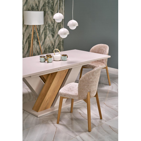 Stół rozkładany na jednej nodze Brandon 160-200x90cm kaszmir / dąb cremona Halmar