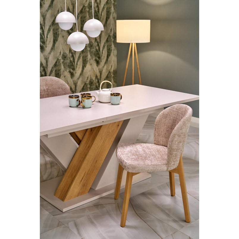 Stół rozkładany na jednej nodze Brandon 160-200x90cm kaszmir / dąb cremona Halmar