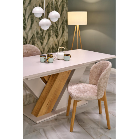Stół rozkładany na jednej nodze Brandon 160-200x90cm kaszmir / dąb cremona Halmar