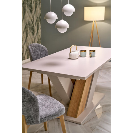Stół rozkładany na jednej nodze Brandon 160-200x90cm kaszmir / dąb cremona Halmar