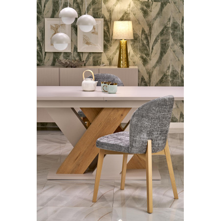 Stół rozkładany na jednej nodze Brandon 160-200x90cm kaszmir / dąb cremona Halmar