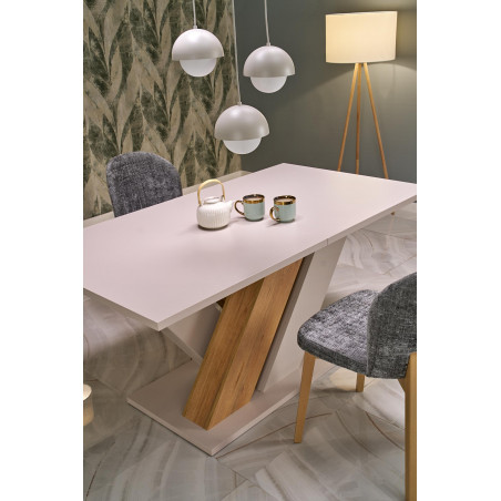Stół rozkładany na jednej nodze Brandon 160-200x90cm kaszmir / dąb cremona Halmar