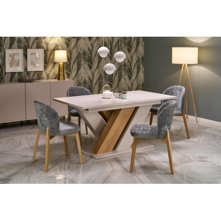 Stół rozkładany na jednej nodze Brandon 160-200x90cm kaszmir / dąb cremona Halmar