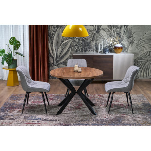 Stół okrągły rozkładany loft Peroni 100cm orzech / czarny Halmar