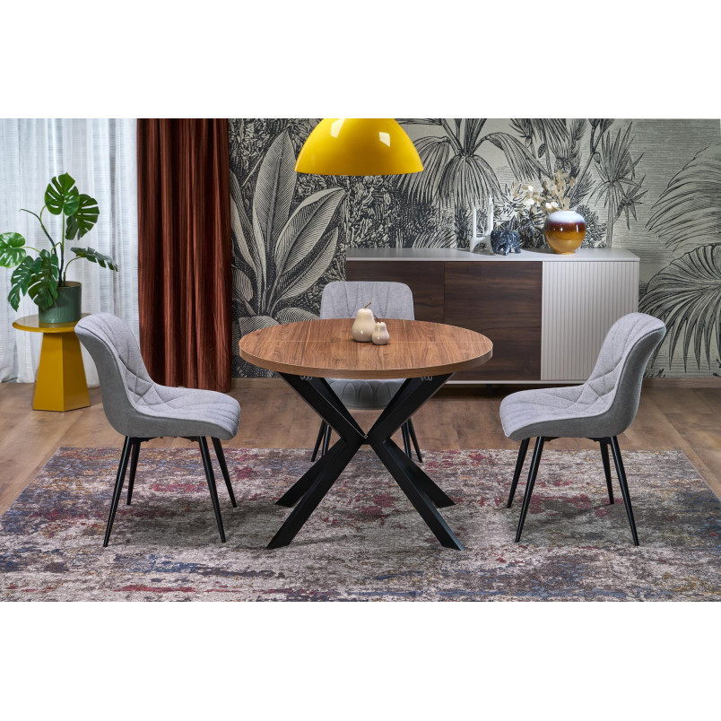 Stół okrągły rozkładany loft Peroni 100cm orzech / czarny Halmar