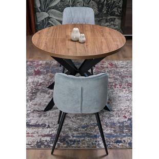 Stół okrągły rozkładany loft Peroni 100cm orzech / czarny Halmar