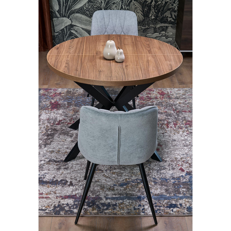 Stół okrągły rozkładany loft Peroni 100cm orzech / czarny Halmar