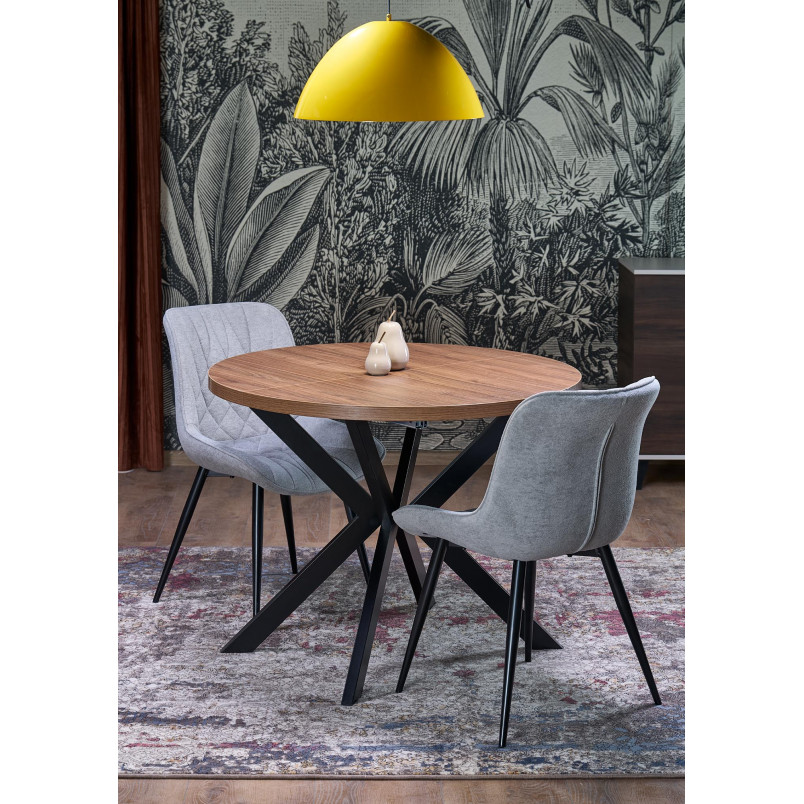 Stół okrągły rozkładany loft Peroni 100cm orzech / czarny Halmar