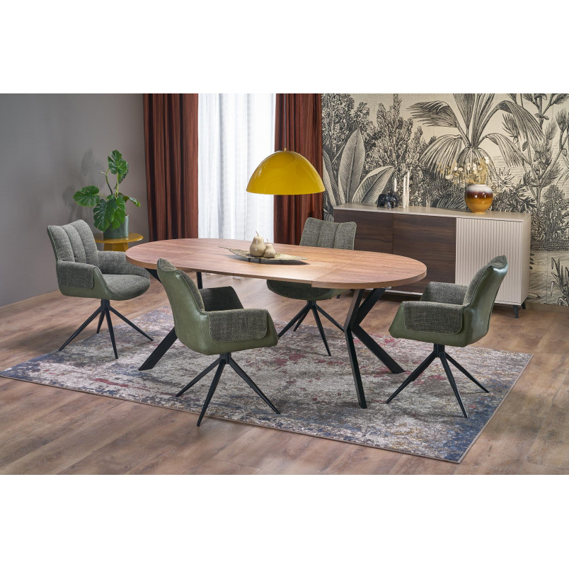 Stół okrągły rozkładany loft Peroni 100cm orzech / czarny Halmar