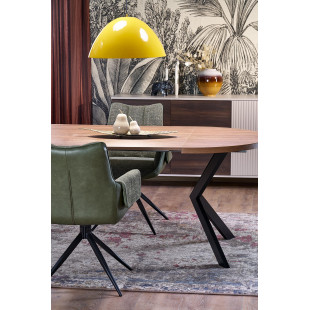 Stół okrągły rozkładany loft Peroni 100cm orzech / czarny Halmar