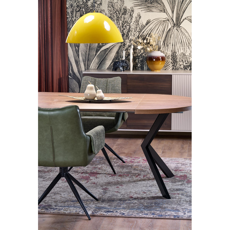 Stół okrągły rozkładany loft Peroni 100cm orzech / czarny Halmar