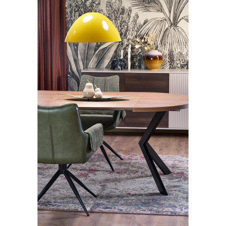 Stół okrągły rozkładany loft Peroni 100cm orzech / czarny Halmar